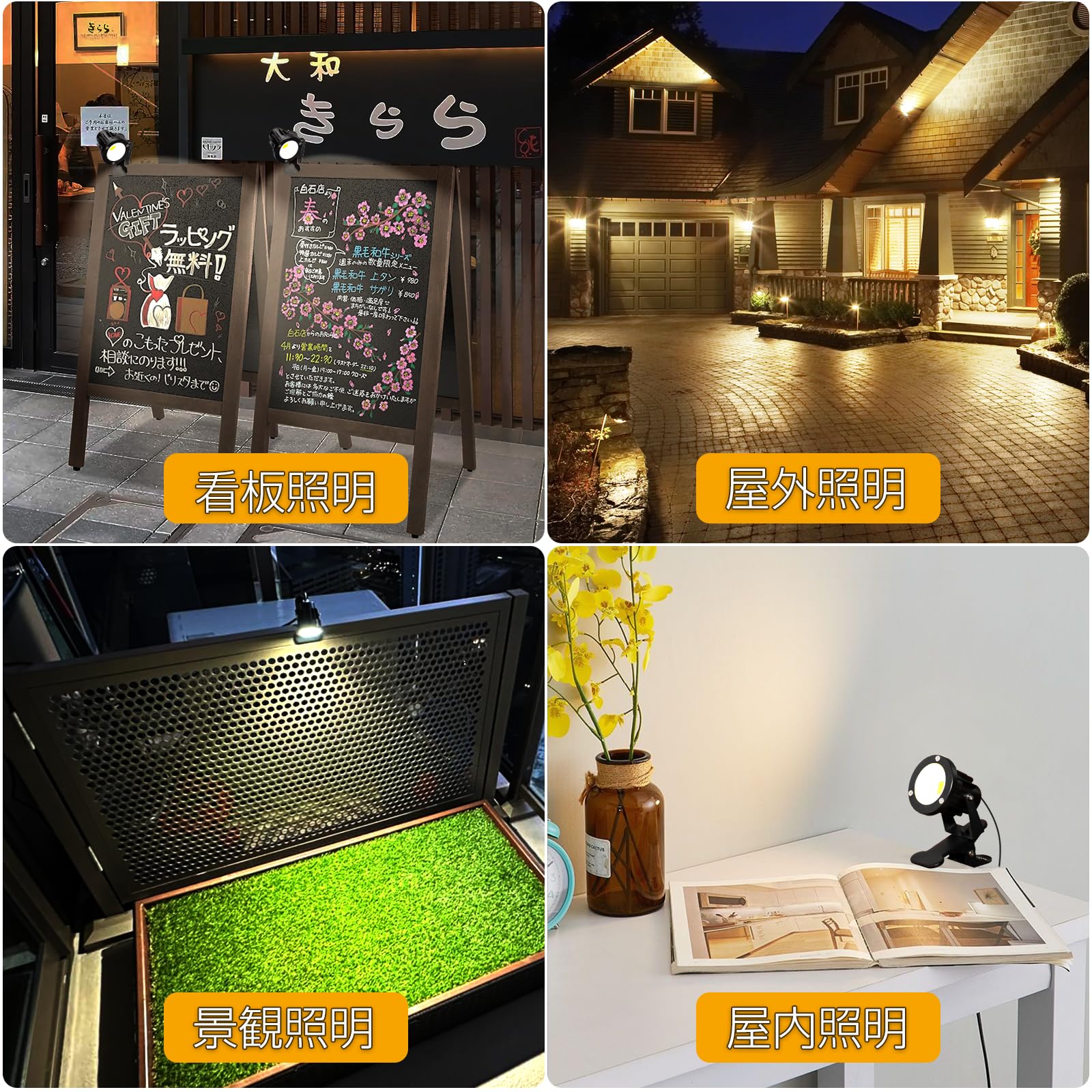 Amazon.co.jp : LEDクリップライト スポットライト 昼光色 防水 作業